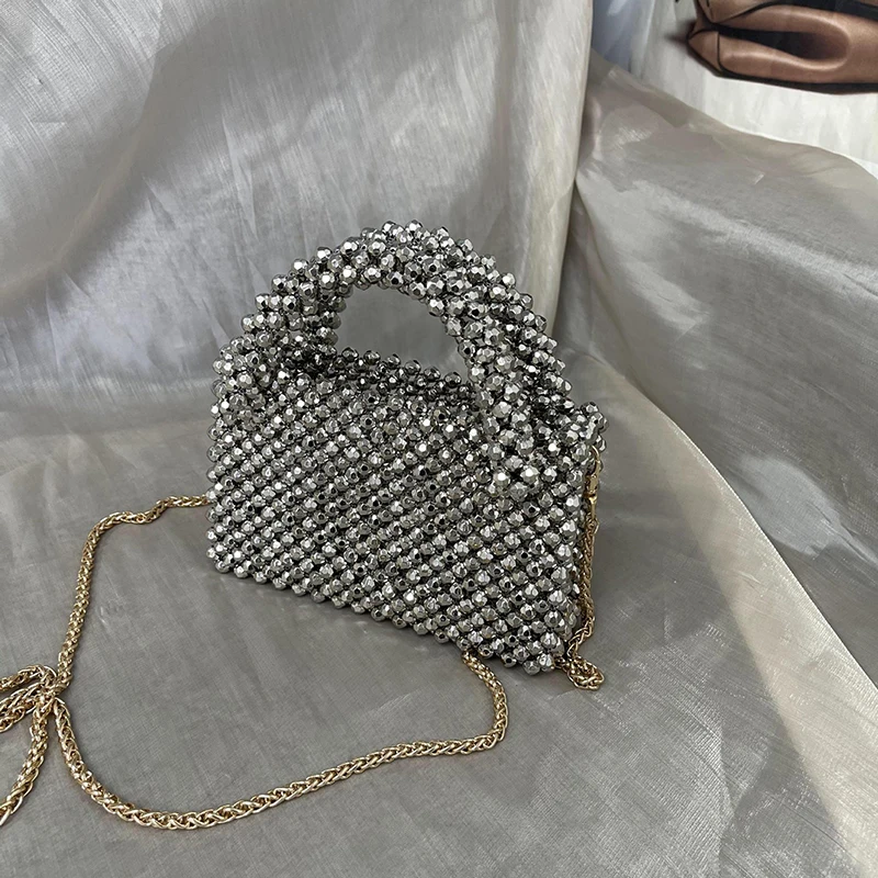 Pearl Bead Bag Designer Brand Clear Acrylic Stone Box Totes