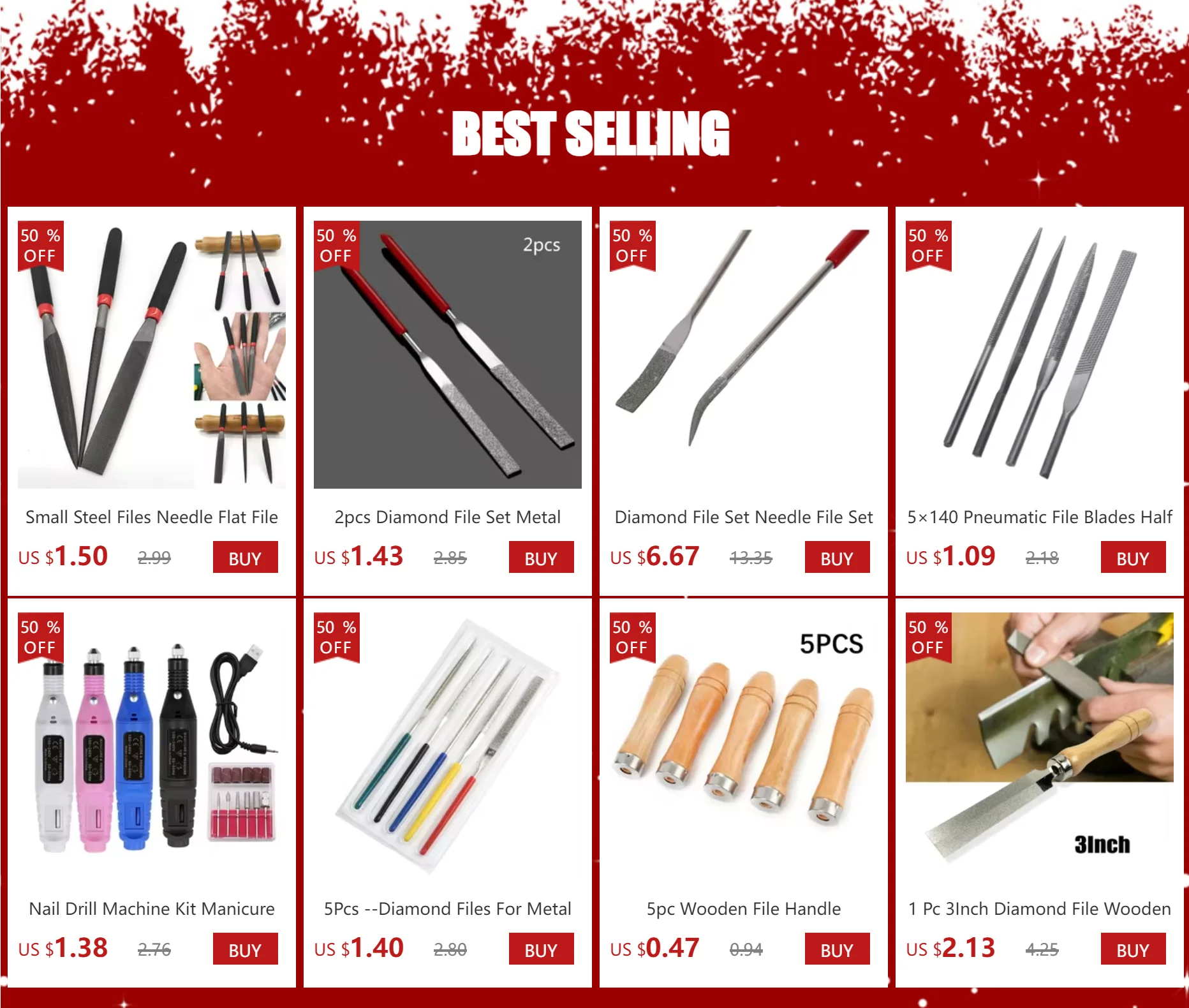 Description Picture 2 of item2pcs Diamond File Set Metal Stone Grinding Flat Diamond Needle File DIY Wood Rasp File Needle Jewelry Polishing Tool