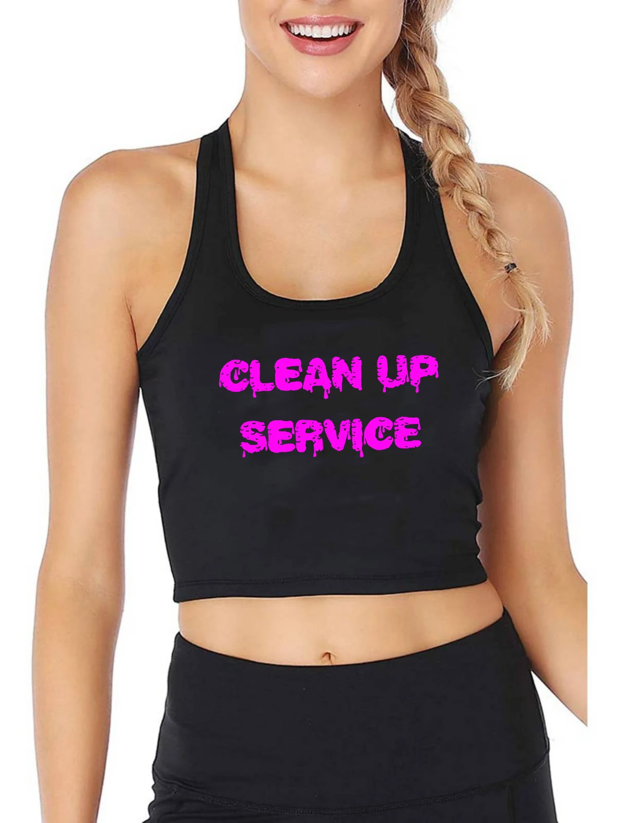 

Clean Up Service Wet Font Design Sexy Breathable Tank Top Hotwife Humor Fun Flirty Crop Top Sugar Baby DDLG BDSM Camisole