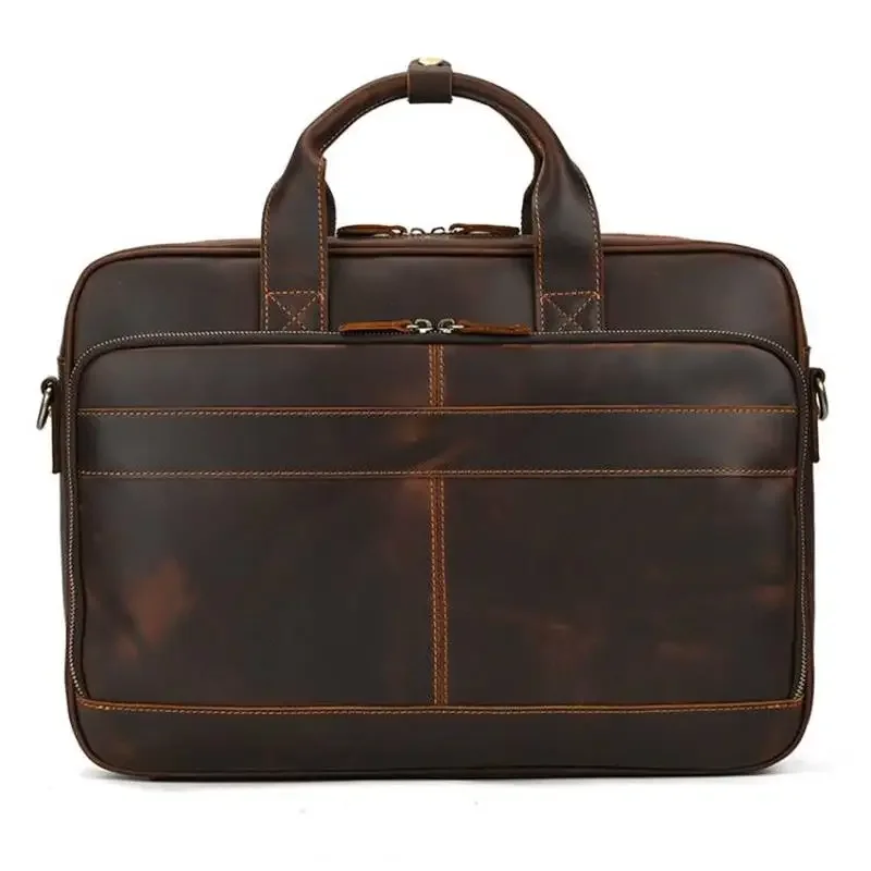 Genuine Leather Business Laptop Tote Bag for Men