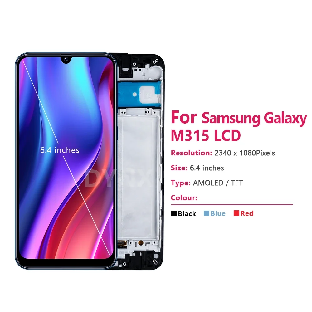 삼성 갤럭시 M31 M315 용 AMOLED 디스플레이, LCD 디스플레이, 터치 스크린 디지타이저 어셈블리 교체, 삼성 SM-M315F LCD, 6.4 인치