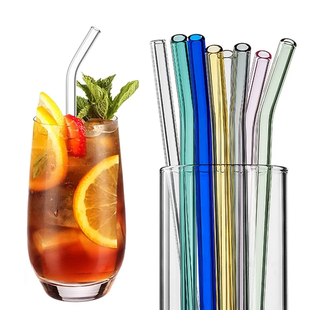 50pcs Barware Eco-friendly Straws 8*200mm Glass Reusable Straws