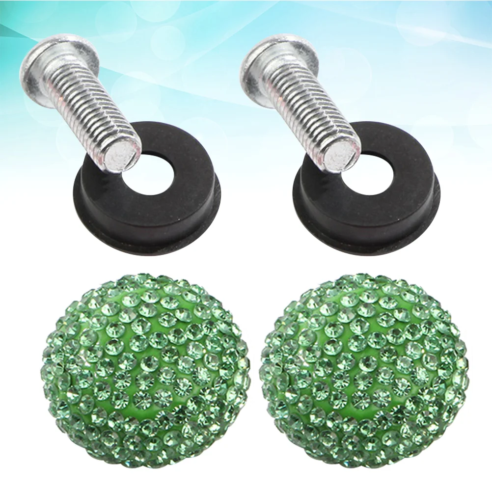 

Vehicle License Plate Nuts and Bolts Rhinestone Car Screw Special Fasteners Anti-theft Screws (Light Green)