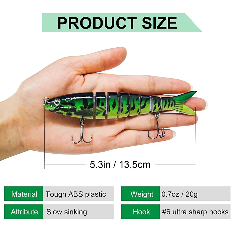 Crankbait Per Pesca 3,8 Cm - 5,7g | Esca Subacquea Multicolore Con Gancio Piumato | Per Spigola, Luccio, Trota | Set Da 3 Pezzi - 3