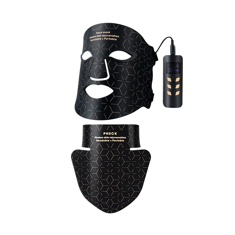 LED Facial Mask Neck Silicone Facial Mask 240LEDs Infrared Light Skin Rejuvenation Anti-Wrinkle Brighten 3D Phototherapy Mask
