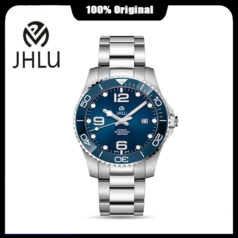 

Мужские автоматические механические часы JHLU NH35, роскошные деловые часы с сапфировым стеклом, водонепроницаемые часы из нержавеющей стали, новинка 2023