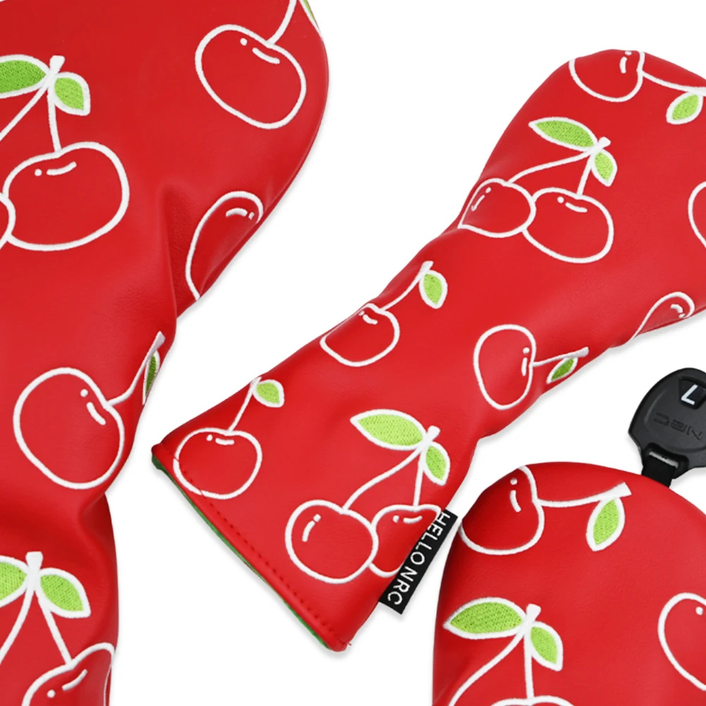 Golf Headcovers Fruit Pattern PU Leather Protector Set For Driver Fairway Hybrid Waterproof Club Head Covers Golf Supplies
