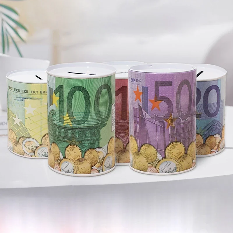 1PC Metal Tinplate Cylinder Box Bank Household Saving Money Box Home Storage Organizer For Coins Deposit Boxe