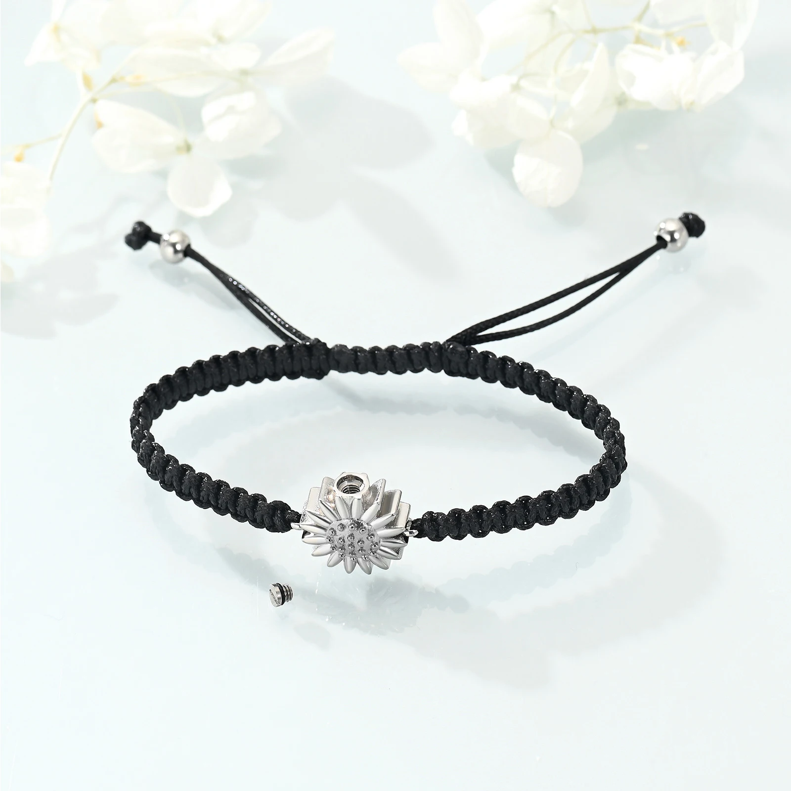 Cremation Sunflower Urn Bracelet for Ashes Stainless Steel Urn Bangles Cremation Jewelry Memorial Lockets Bracelet for Women