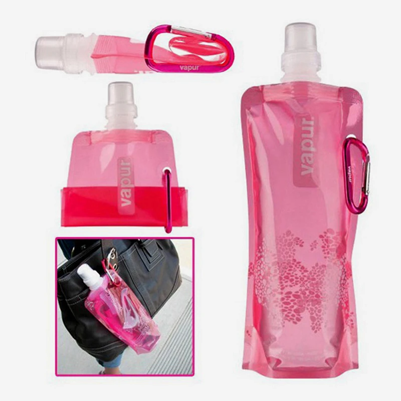 350ml/480ml Portable Ultralight Foldable Soft Water Bag Flask Bottle Outdoor Sport Hiking Camping Water Bag Folding Water Bucket 5