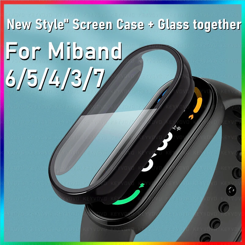 

10D Film Glass Case For Xiaomi Mi band 7 6 5 4 3 Tempered Glass Screen Protector Hard PC Bumper Overall Protective Cover