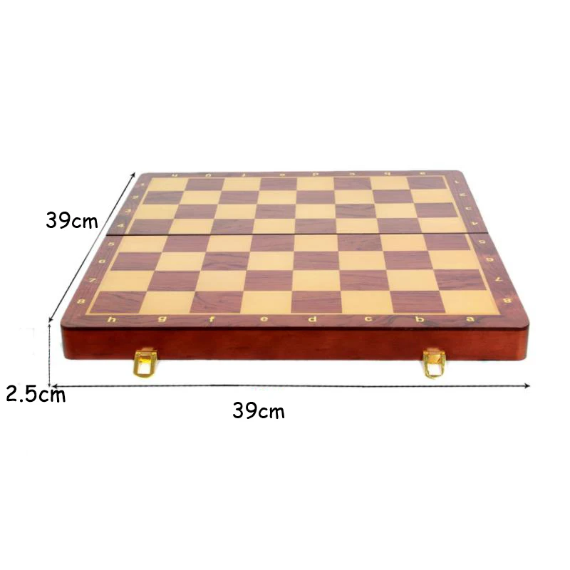 39*39CM Wooden Chess Set 4 Queen Chess Game King Height 80mm Pieces Folding Chessboard Board Game Chessman Home Decoration