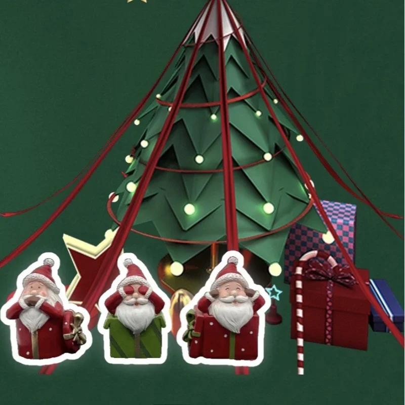 

Маленькая Подарочная коробка с крестообразной границей Санта-Клауса, микро-пейзаж, искусственная смола, настольное украшение для куклы