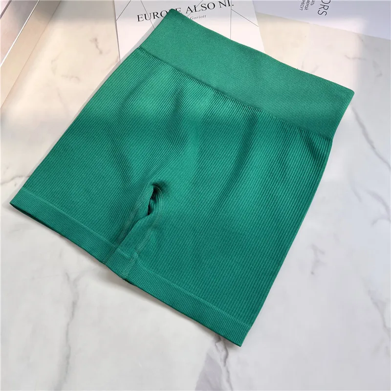 INLUMINE New Women Seamless Knit Sports Shorts High Waist Hip Lift Cycling Shorts Yoga Tight Pant Gym Fitness Leggings Women 5