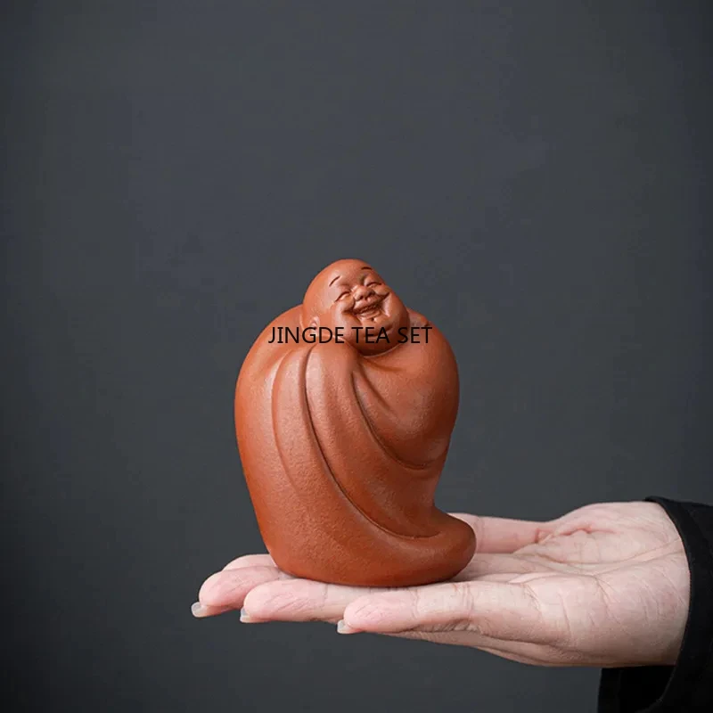 Creative Purple Clay Tea Pet Handmade Sculpture Crafts Chinese Tea Set Character Decoration Accessories