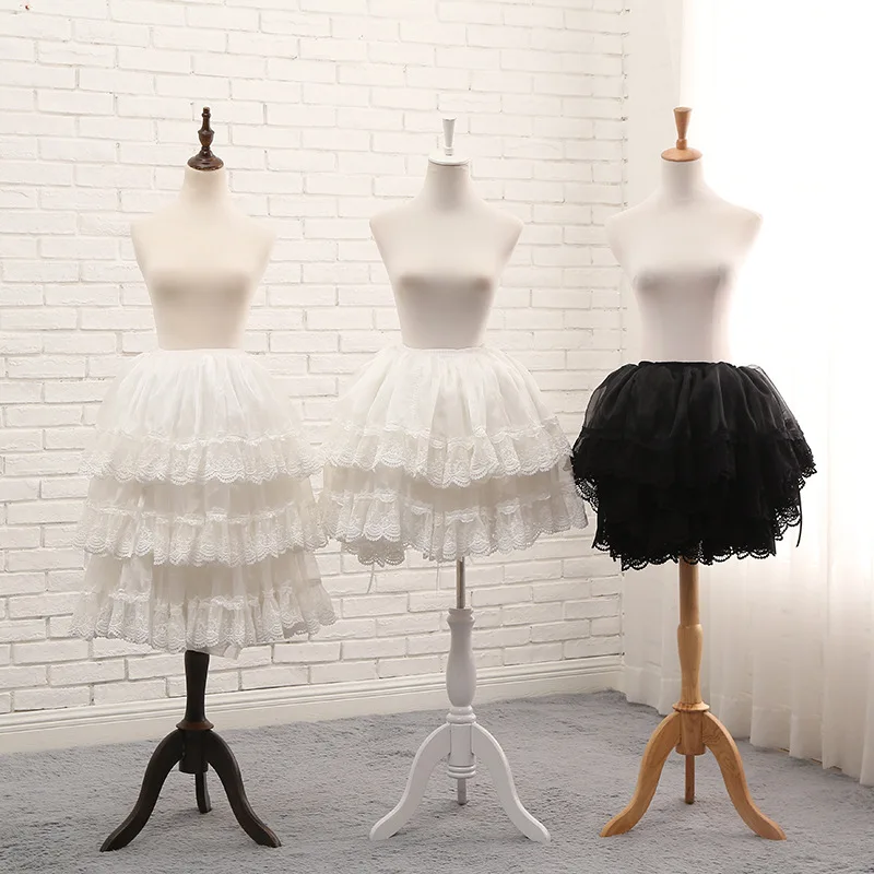

2024 New Adjustable Length Underskirt White/Black Lolita Cosplay Crinoline Fashion Petticoats for Wedding Party Dress