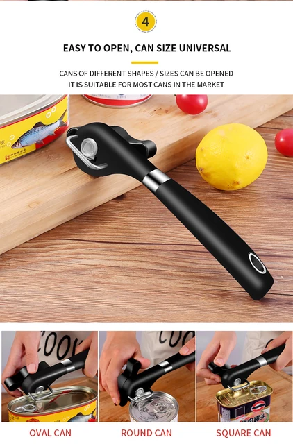 Can Opener Smooth Edge, Enteenly Stainless Steel Manual Can Opener