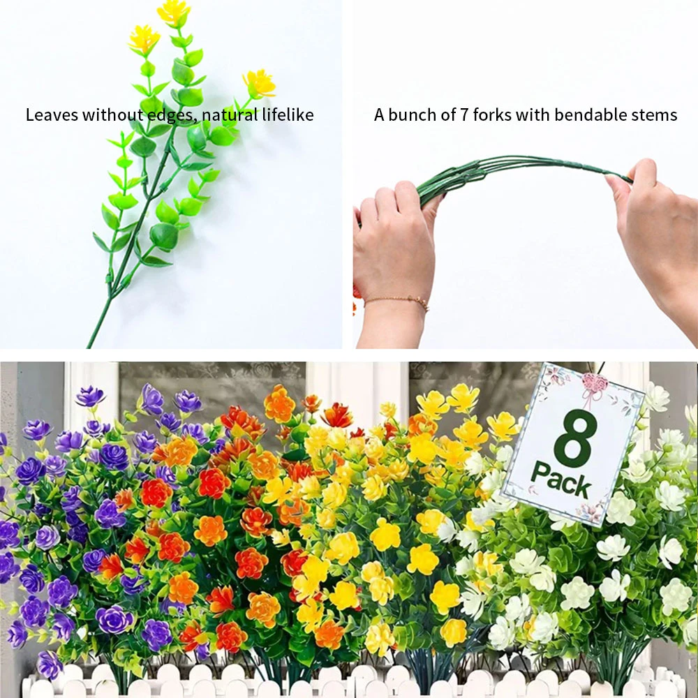 UV Resistant Artificial Flower Bundle for Indoor & Outdoor Decor
