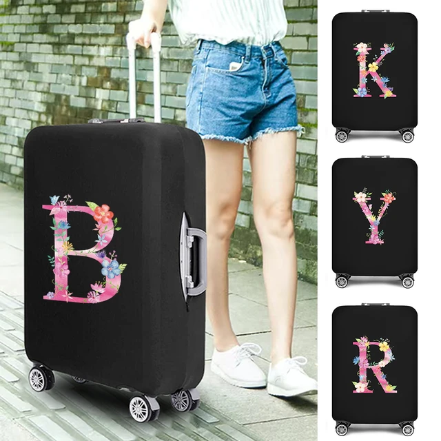 Pink Flower K Letters Suitcase Cover Protector Dust-proof Scratch