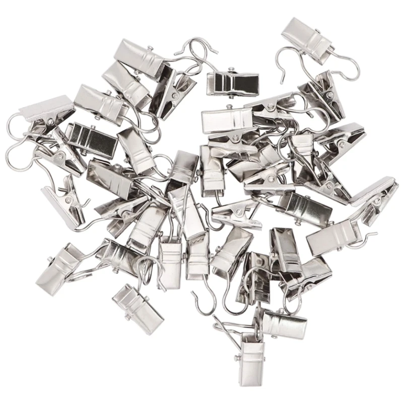 

100pcs Curtain Clips Hooks Stainless Steel Hanging Clamp Hangers Gutter Hook Dropshipping