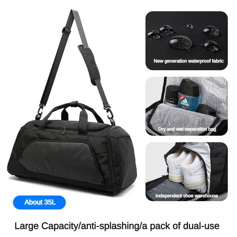 Gym Bag for Men Waterproof Sports Duffel with Wet Pocket Shoe Compartment Travel Duffel Bag Weekender Overnight travel bag