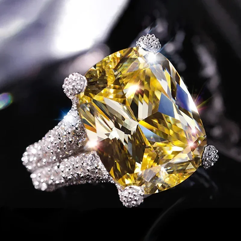 2026 New Geometric Luxury Ring with European and American Style, Dense Set Round Zircon, Elegant Noble Yellow 2