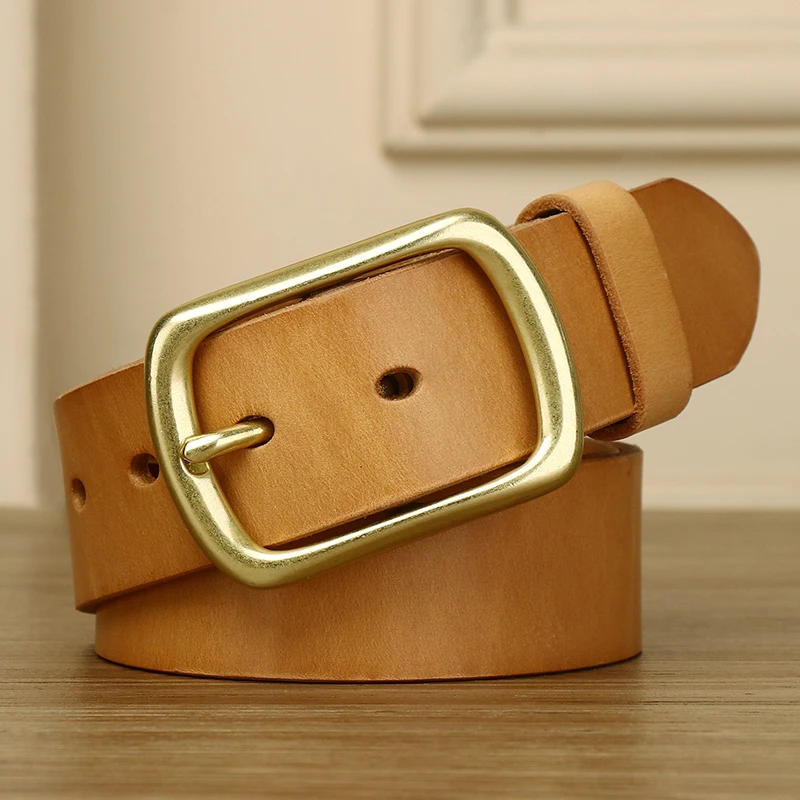 

Vegetable Tanned Leather Genuine Leather For Men Full-Grain Leather Handmade Belt Primary colour Casual Pin Buckle Men's Belt