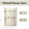 56-60" W x 76" H Frameless Shower Door, with 5/16"(8mm) Clear Tempered Glass & Seal Strip,w/Handle and Stainless Steel Hardware 2
