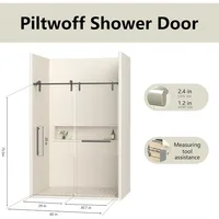 56-60" W x 76" H Frameless Shower Door, with 5/16"(8mm) Clear Tempered Glass & Seal Strip,w/Handle and Stainless Steel Hardware 2