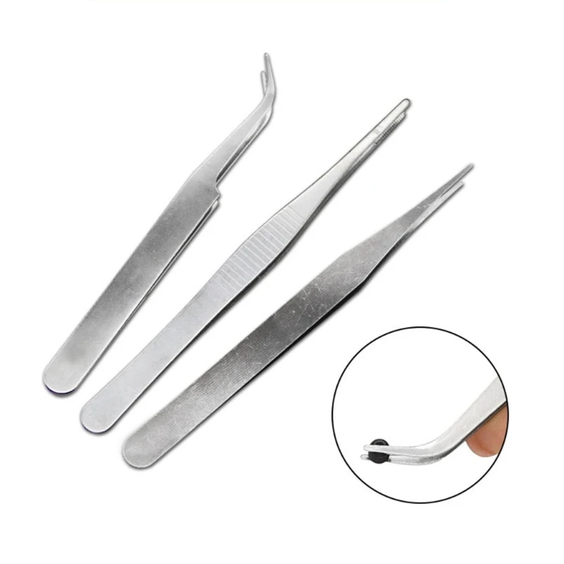 3Pcs Anti Static Tweezers Stainless Steel Maintenance Repair Tool Set Anti Static Model Making Tool Hand Set