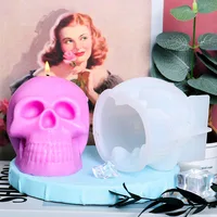 3D Skull Candle Silicone Mold DIY Halloween Decorative Candle Handmade Soap Plaster Epoxy Craft Casting Tools for Home Gifts 5