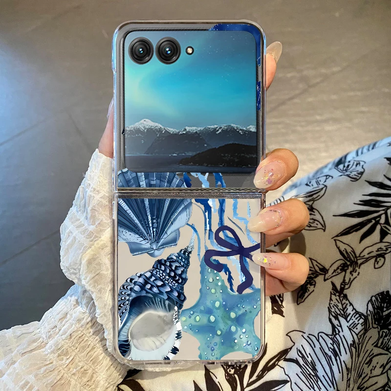Ocean Shark Whale Pattern Clear Shockproof Hard Folding Phone Case