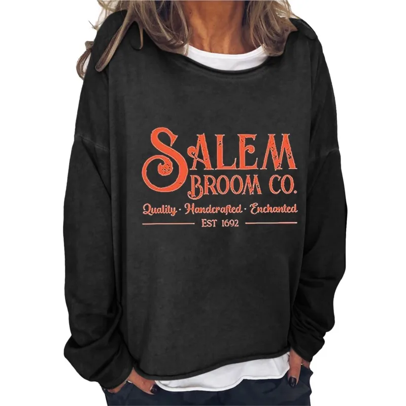 

2023 Independence Station Autumn and Winter Women's Halloween Printed Round Neck Long Sleeve Casual Fashion Sweater