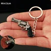 PUBG Mini Gun Keychain Metal Pistola Model 5cm Revolver Alloy Weapon Light Key Chain Birthday Gifts Toy for Kid Wholesale 5