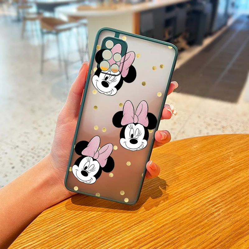 silicone cover with s pen Disney Minnie Bow For Samsung Galaxy A01 A12 A02S A21S A32 A42 A51 A50 A52 A70 A71 A72 Frosted Translucent Phone Case kawaii samsung cases Cases For Samsung
