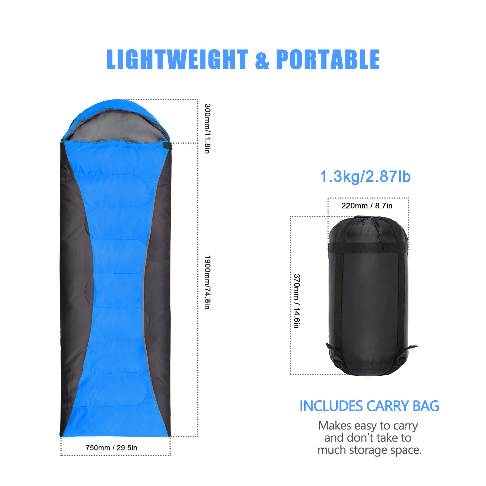 Tomshoo Autumn Winter Sleeping Bag for Adults 4-Season Camping Warm Waterproof Sleeping Bag for Camping Travel Hiking Supplies