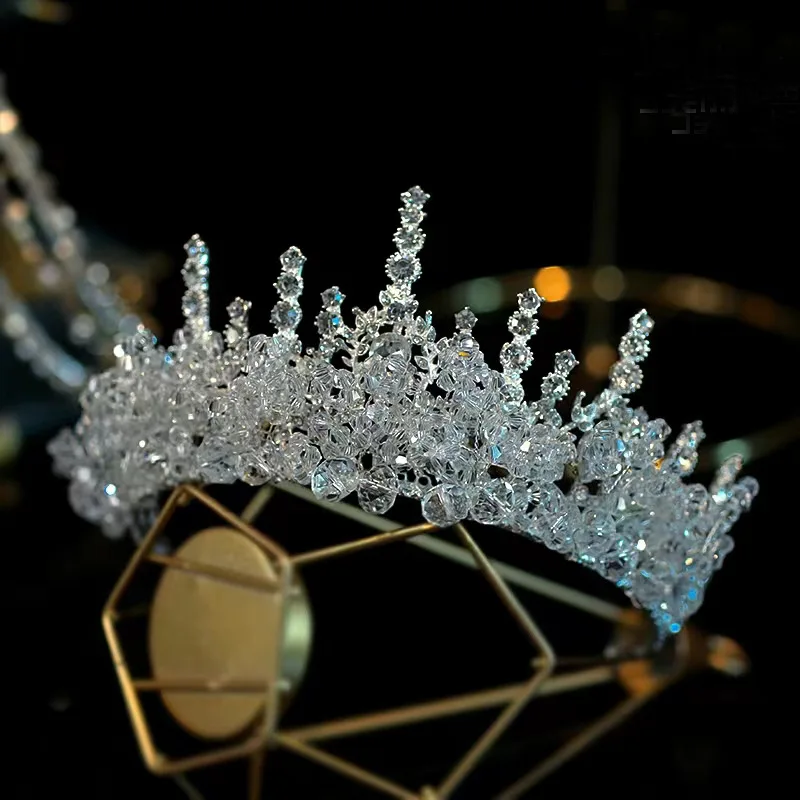 New Bridal Tiara Crystal Wedding Crown Hair Accessories Luxury Diadem Headdress Headband Korean Fahsion Pageant Headwear Jewelry