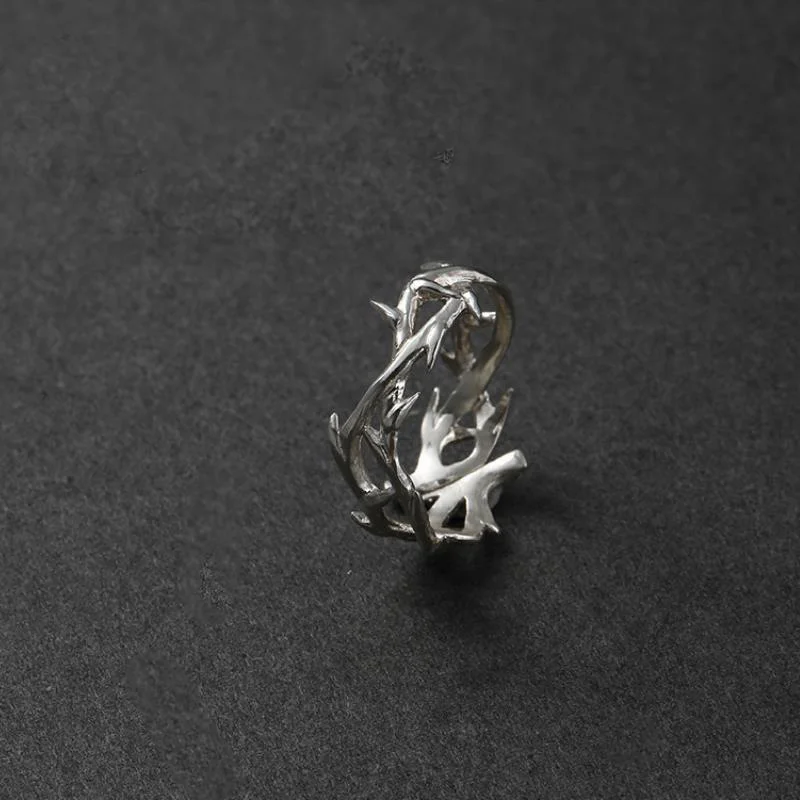 Vintage Ins Style Adherence Men's and Women's Rings with Branches, Thorns, Couples' Ring Gifts, Fashion and Personality 4
