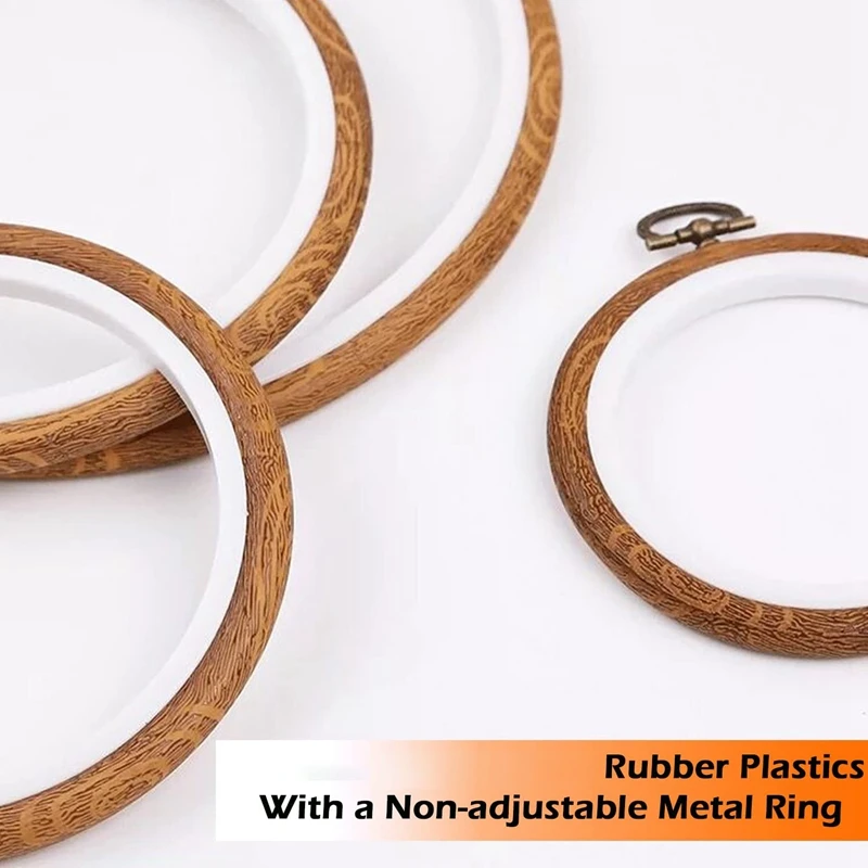 1Set Embroidery Hoops 3.93 Inch Embroidery Frame With Metal Ring Imitated Wood Circle Hoop