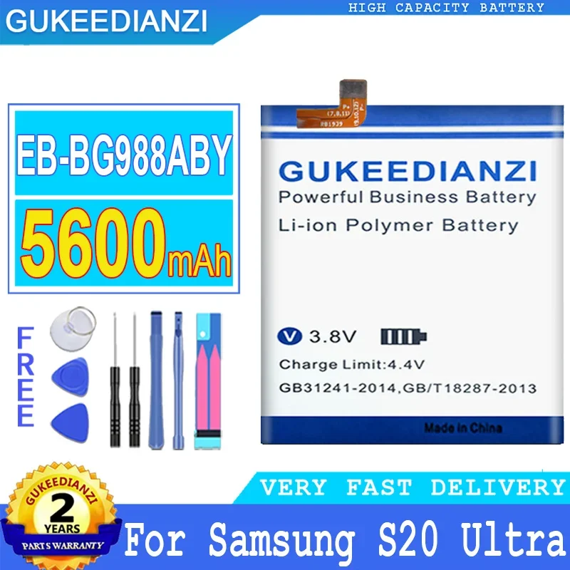 

GUKEEDIANZI Battery for Samsung Galaxy S20 Ultra S20Ultra S20U, Big Power Battery, EB-BG988ABY, EB BG988ABY, 5600mAh