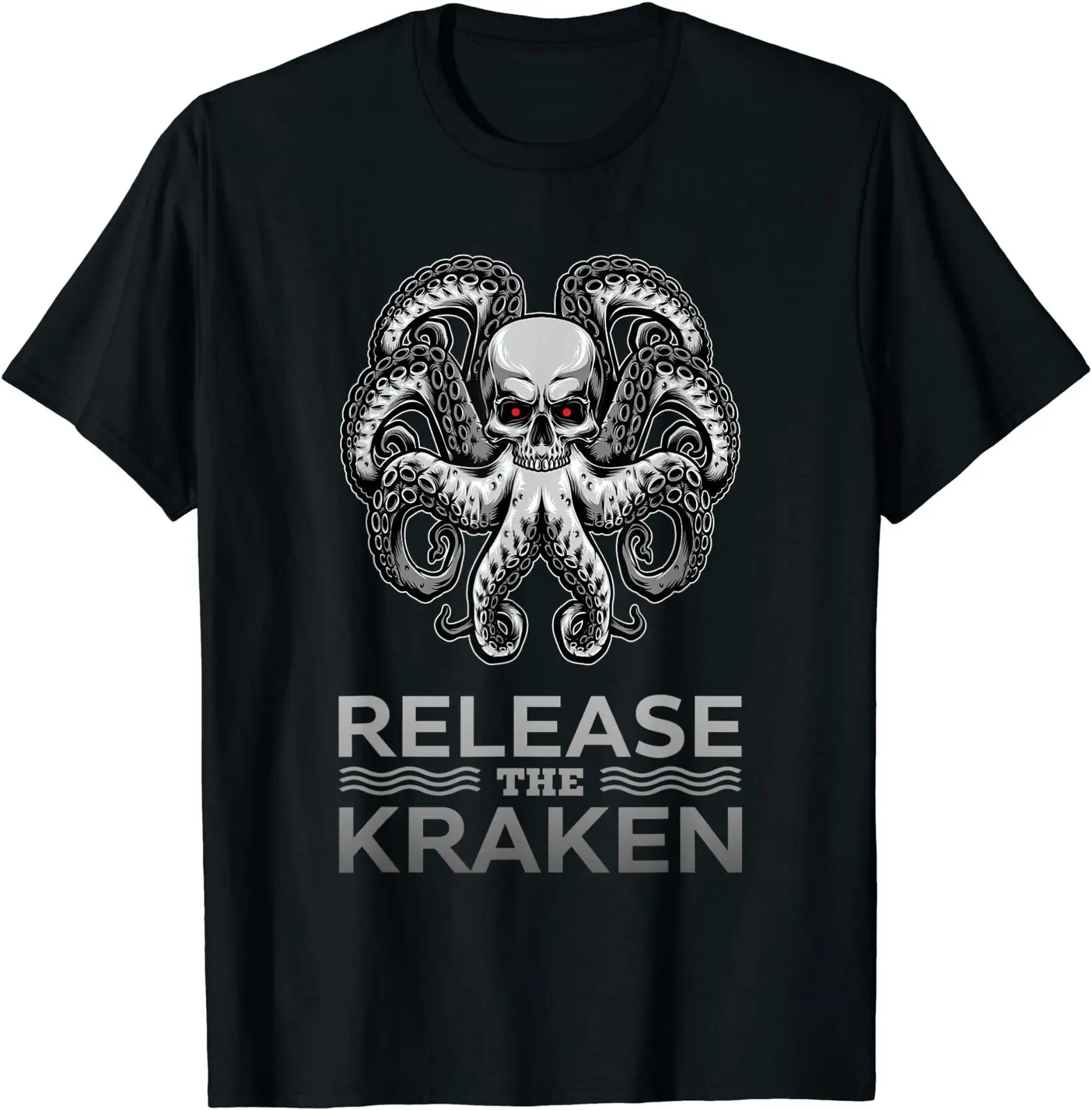 Ancient Greek Mythology Release The Kraken Skull Style Gift T-Shirt. Summer Cotton Short Sleeve O-Neck Mens T Shirt New S-3XL