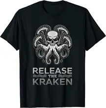 

Ancient Greek Mythology Release The Kraken Skull Style Gift T-Shirt. Summer Cotton Short Sleeve O-Neck Mens T Shirt New S-3XL