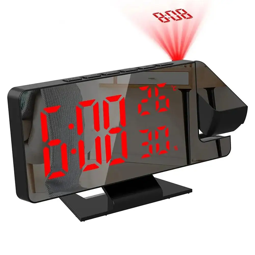 LED 디지털 알람 시계 프로젝션 온도 시계, 전자 책상 시계, 충전 침대 옆 침실 장식, 미국 W6x1