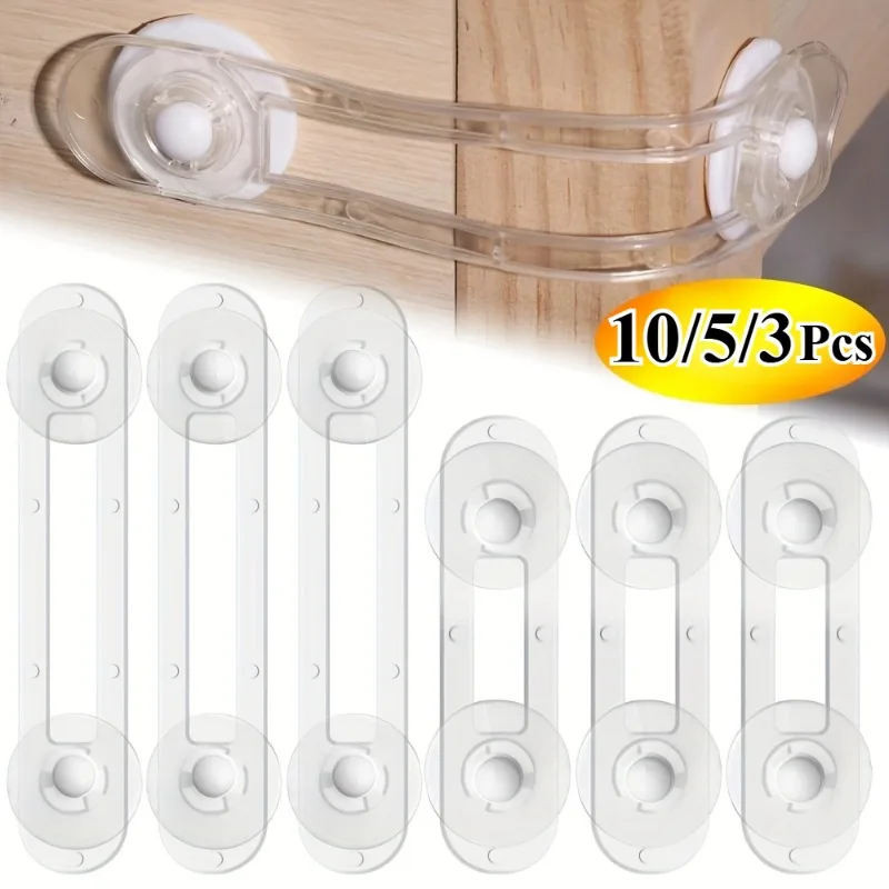 Cabinet Lock Child Lock Safety Lock 3/5/10Pcs Baby Safety Cabinet Locks & Straps Kids Plastic Drawer Locks for Home Proofing Adjustable Length for Secure Closure