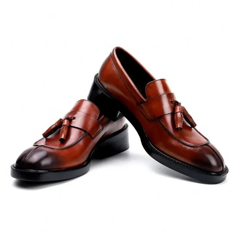 

Formal Business Shoes for men Full Grain Leather British Style Driving Lazy Shoes Thick heel Mens Oxfords