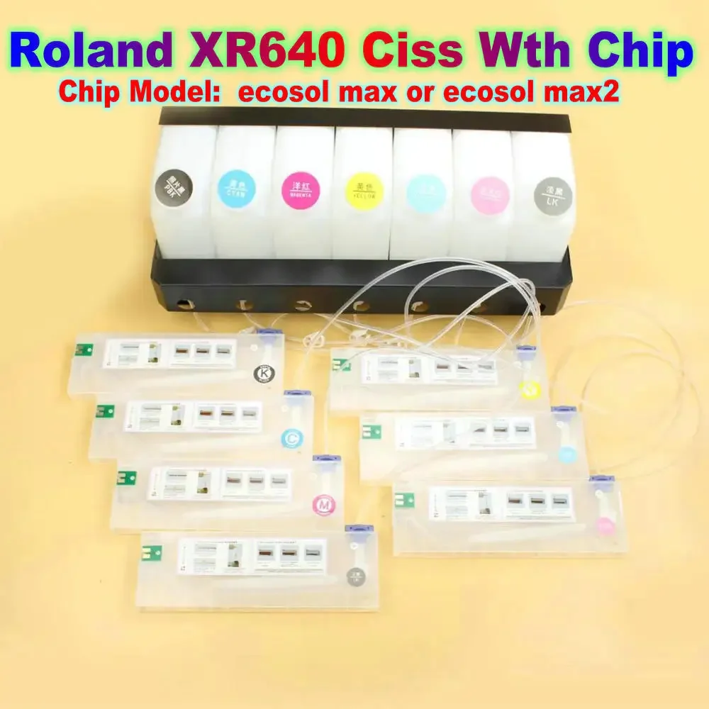 롤랜드 XR640 잉크 시스템용 Xr640 잉크 공급 시스템 장치, 롤랜드 XR-640 잉크 시스템 키트용 CISS, 자동 리셋 영구 칩 포함