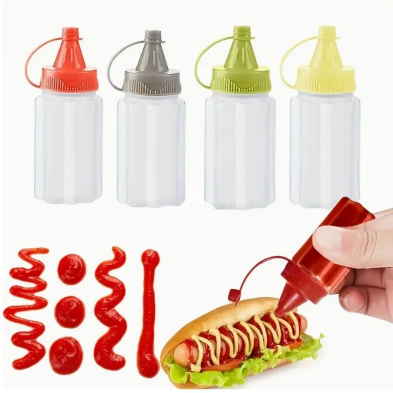 Camping Kitchen PE Sauce Seasoning Squeeze Bottle Oil Bottling Bottle 4pc BBQ Jam Picnic Lunch Box Salad Dressing Travel Outdoor seasoning jar,seasoning container