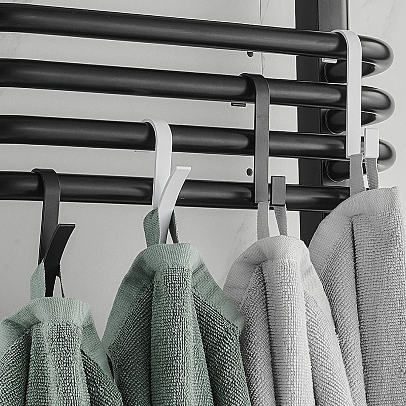 1Pcs Stainless Hook Bathroom Towel Hanger Rack Radiator Rail