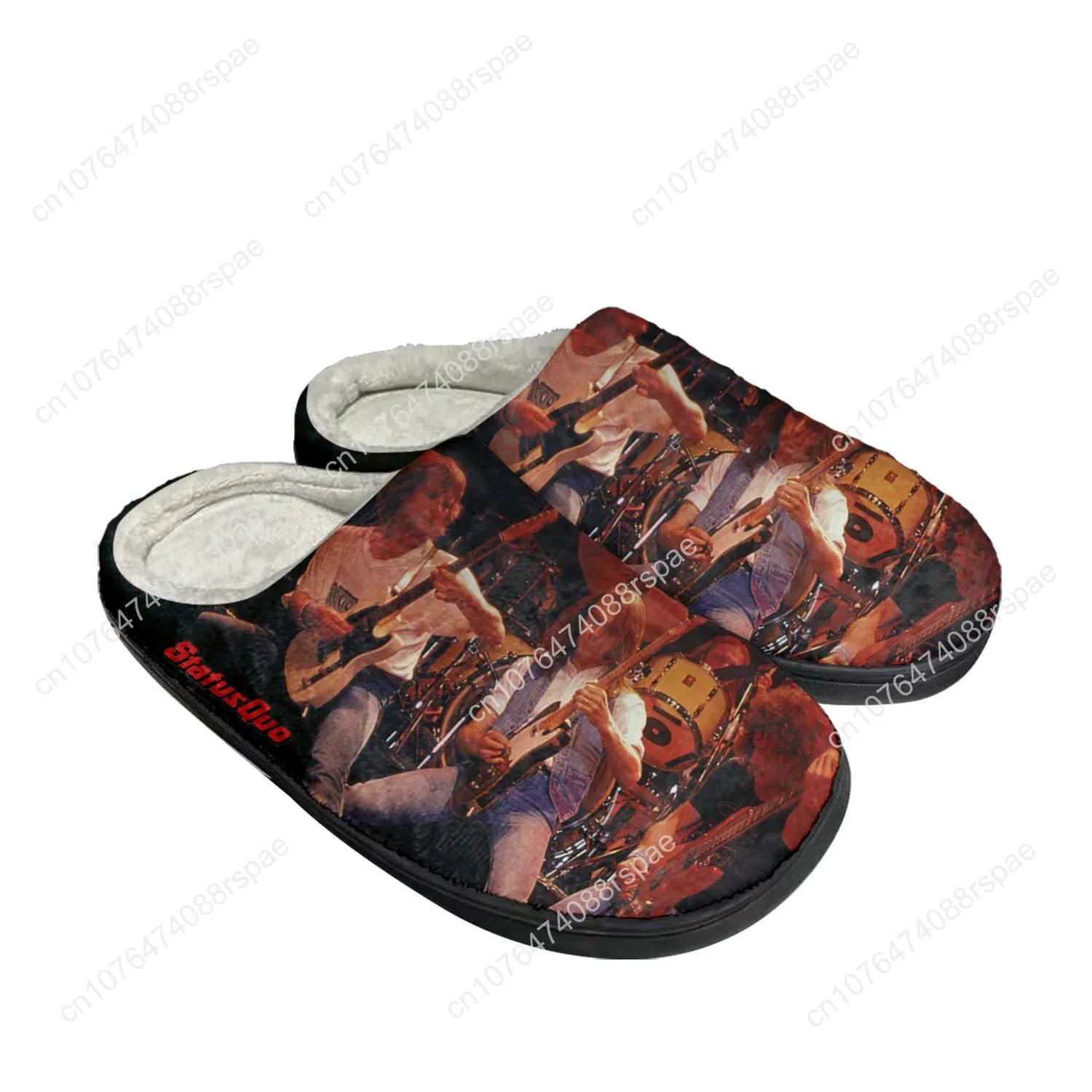 Status Quo Rock Band Fashion Home Cotton Custom Slippers Mens Womens Sandals Plush Bedroom Casual Keep Warm Shoe Thermal Slipper