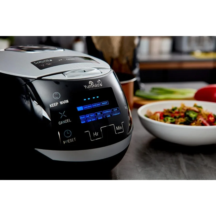 Sakura Rice Cooker with Ceramic Bowl and Advanced Fuzzy Logic 8 Cup 1.5 Litre 6 Rice Cook Functions 6 Multicook Functions Motou